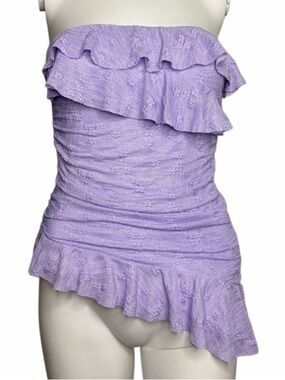 Electric Behaviour Lilac Ruffle Strapless Asymmetrical Top Size XS